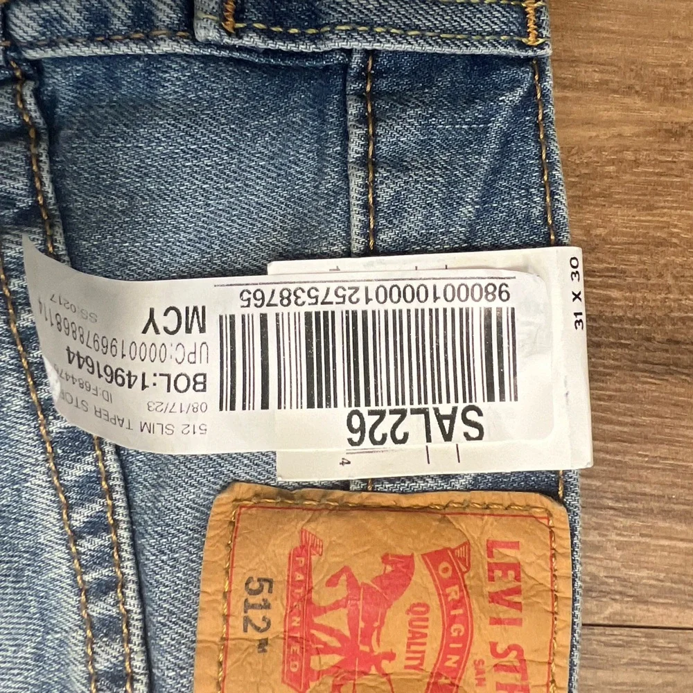 Levi's 512 Slim Taper Women's Denim Jeans Grunge Distressed‎ Sashiko Embroidered